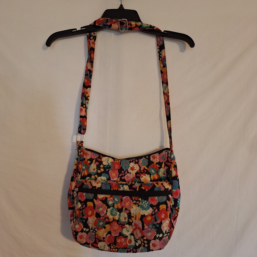 Waverly Floral Fabric Quilted Crossbody Purse Vibrant Multicolor Adjustable